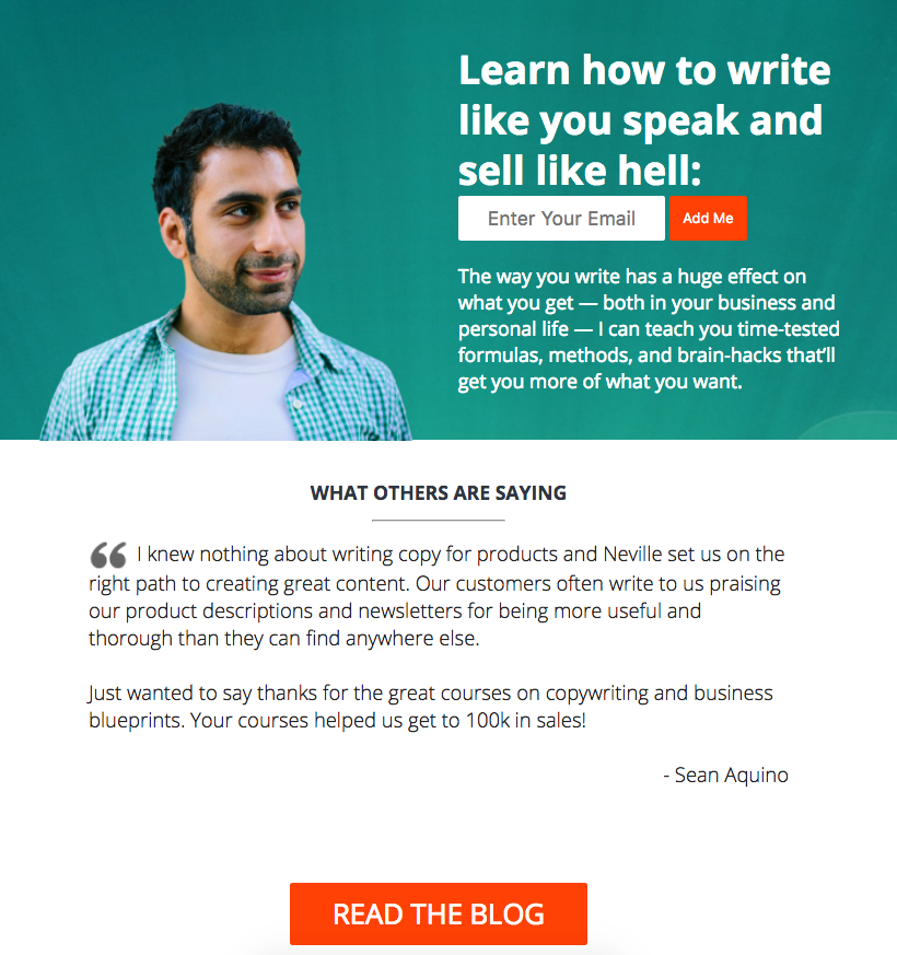 kopywritingkourse email signup form