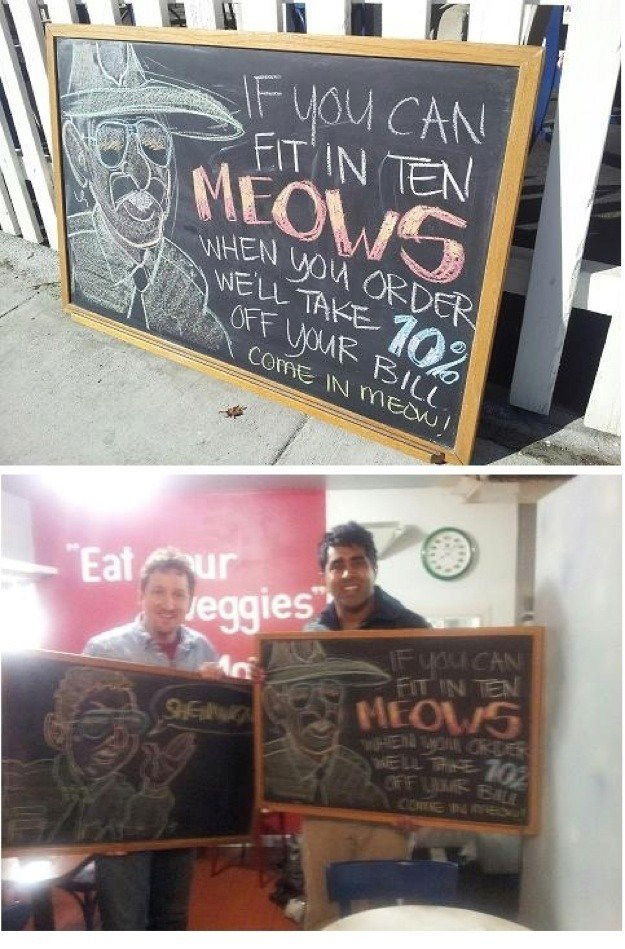 meow restraunt sign