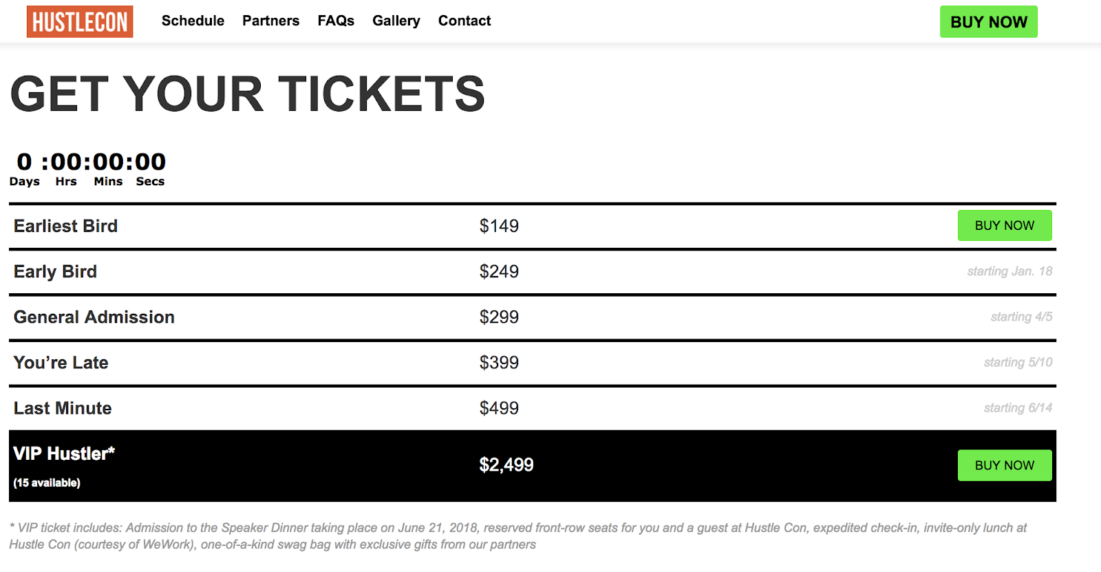 hustlecon data-based pricing structure