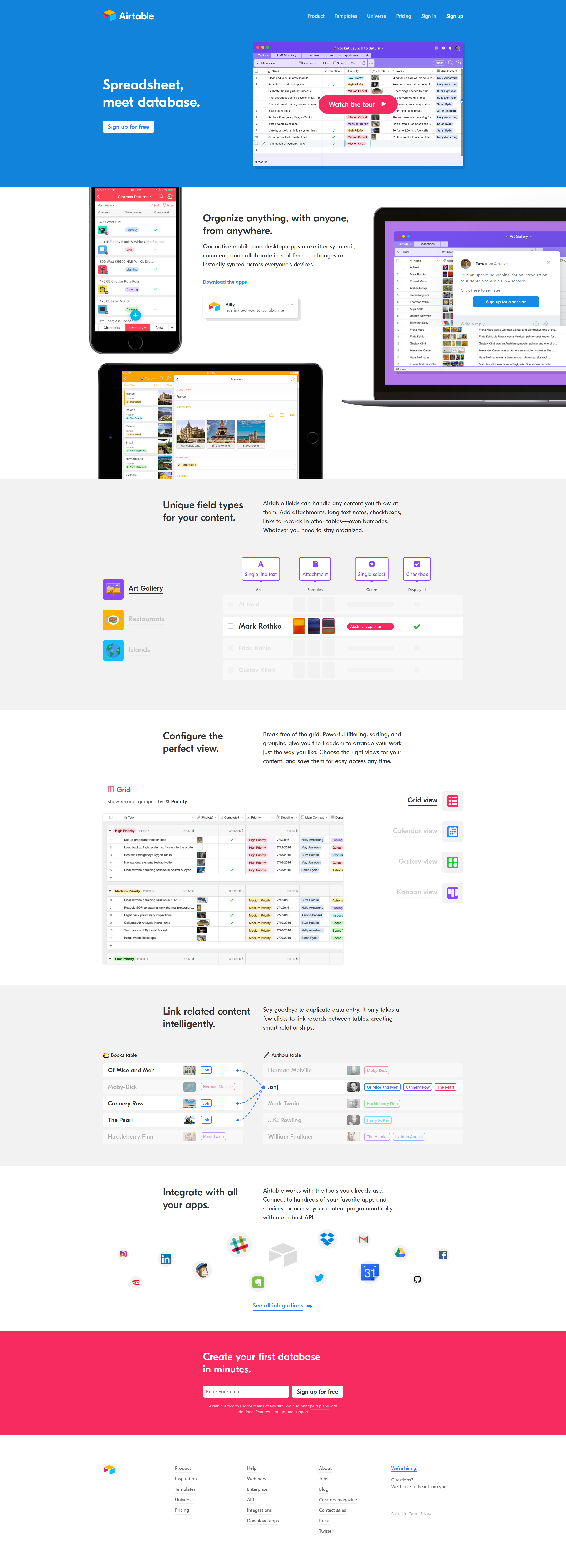 Airtable product page