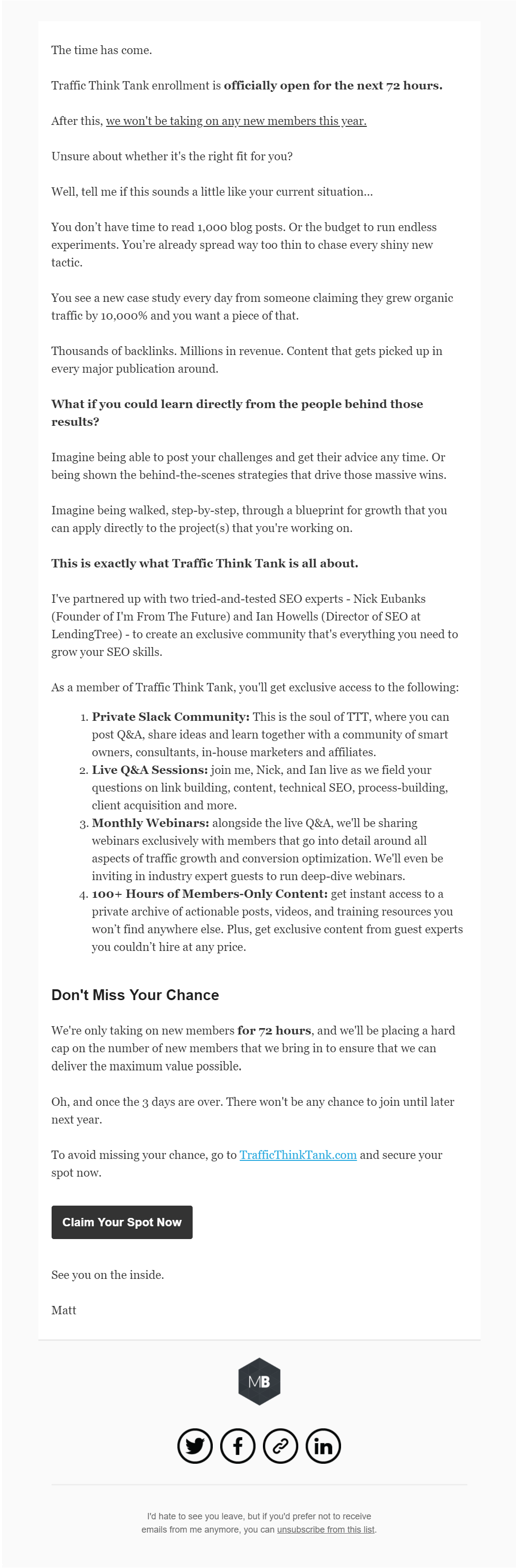 Traffic Think Tank registration