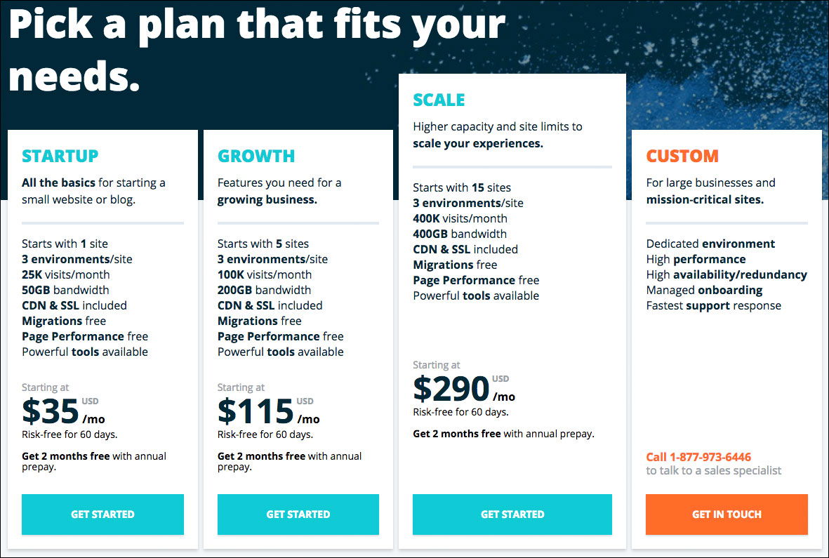 wp engine 4 tier pricing