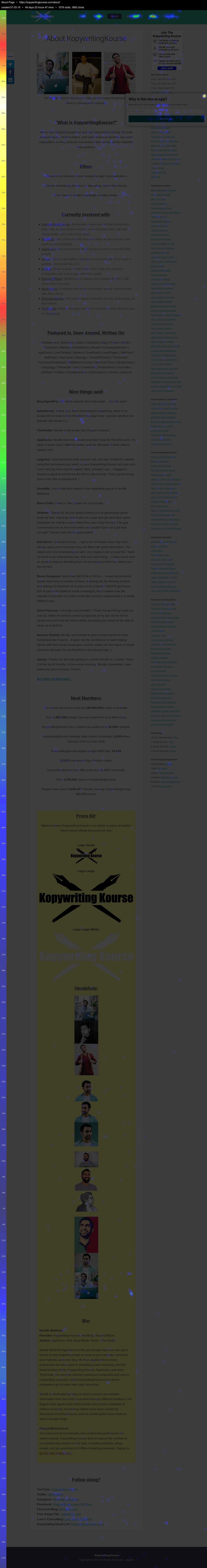 Kopywriting Kourse about page heatmap