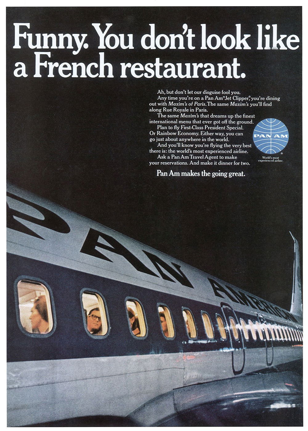 pan am french restaurant print ad