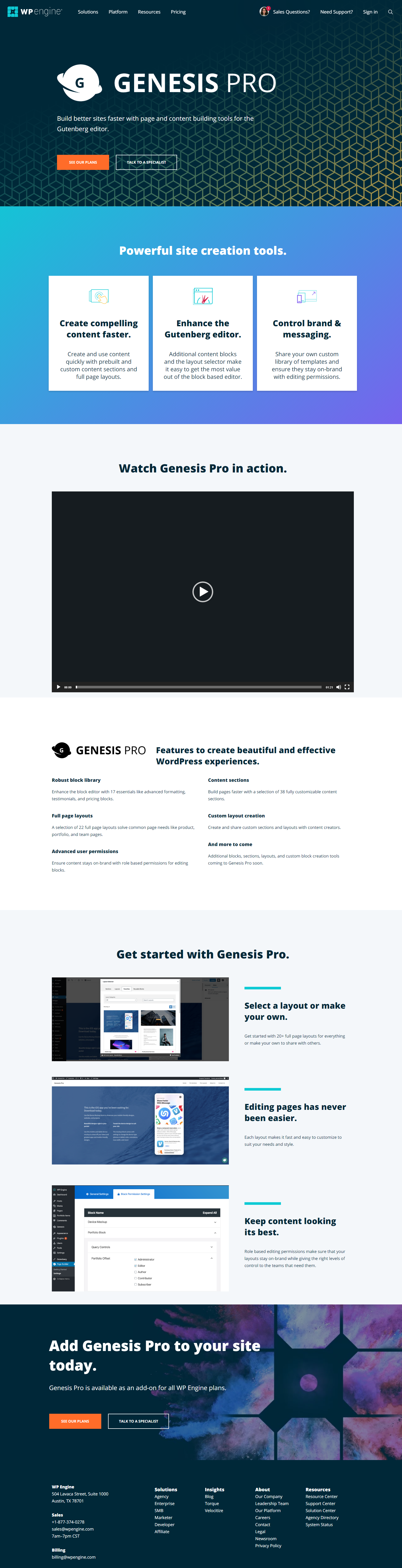 wpengine landing page genesis pro