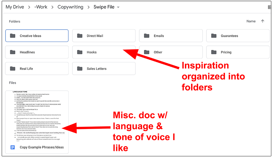 google docs swipe file