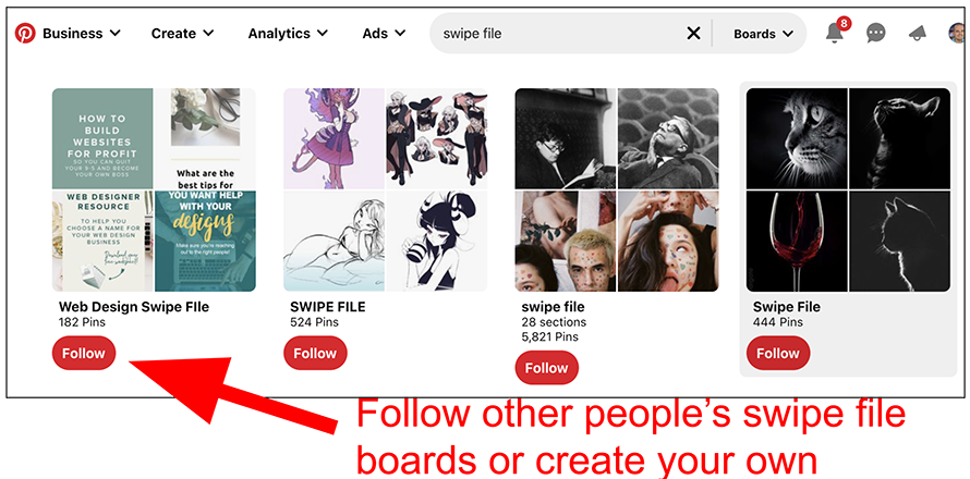 pintrest swipe file