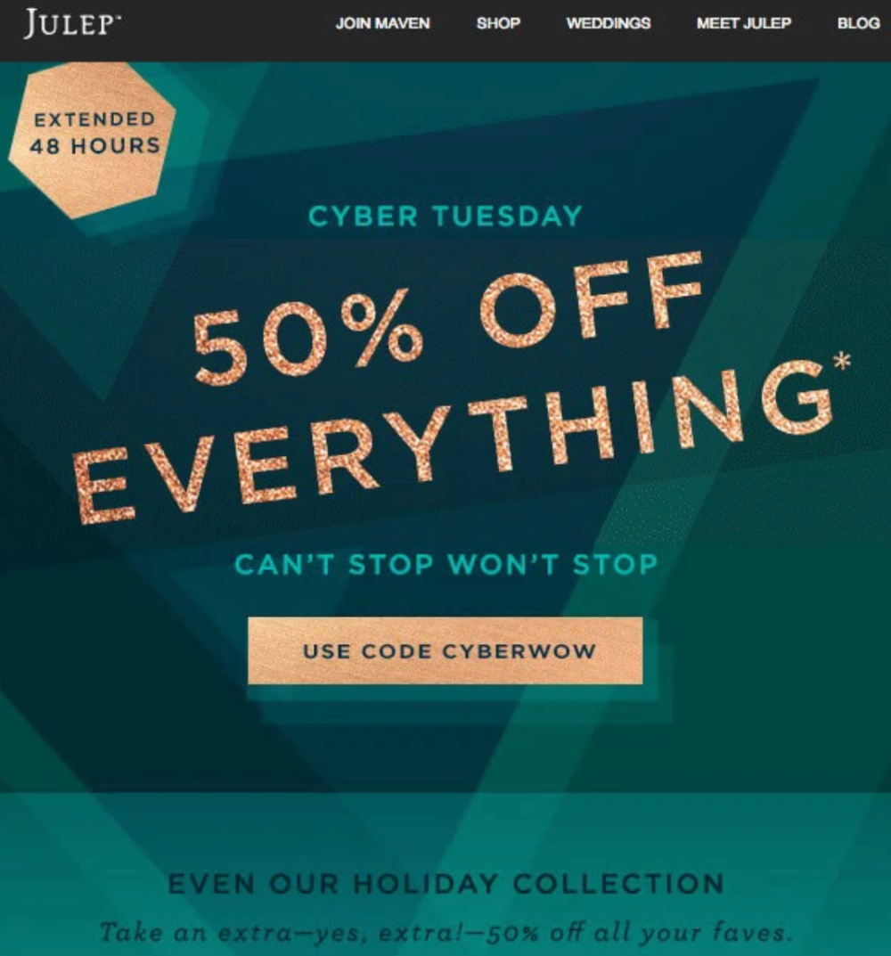 julep-cyber-tuesday-extended-sale-email