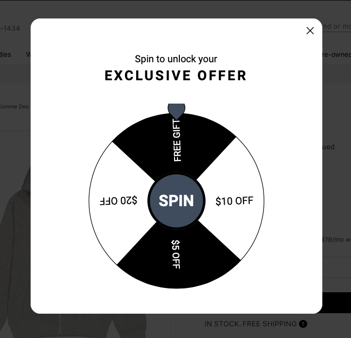 jomashop.com spin for exclusive offer email sign up