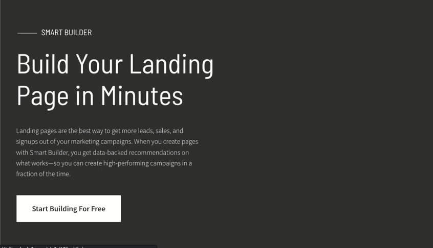 landing page animated above the fold