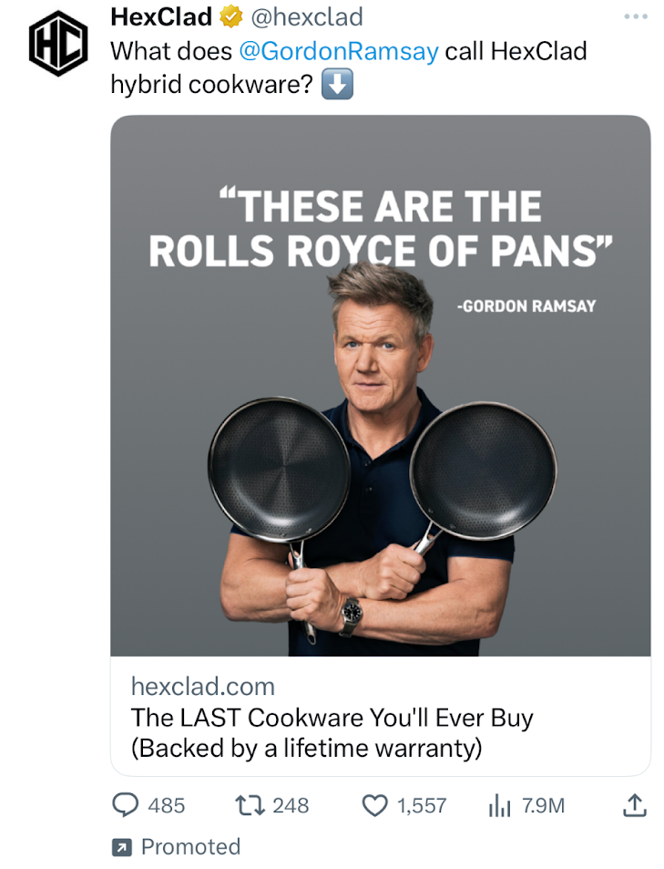“The Rolls Royce of Pans” Twitter Ad | SwipeFile