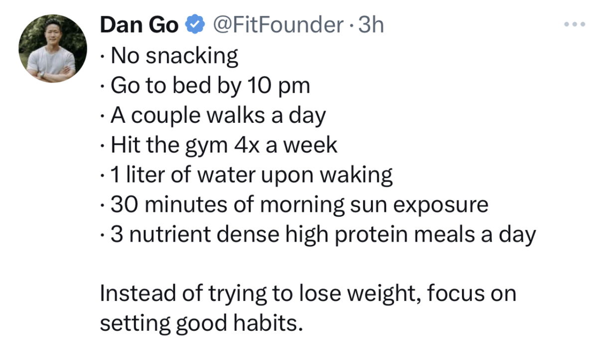 Dan Go Focus On Good Habits | Swipefile