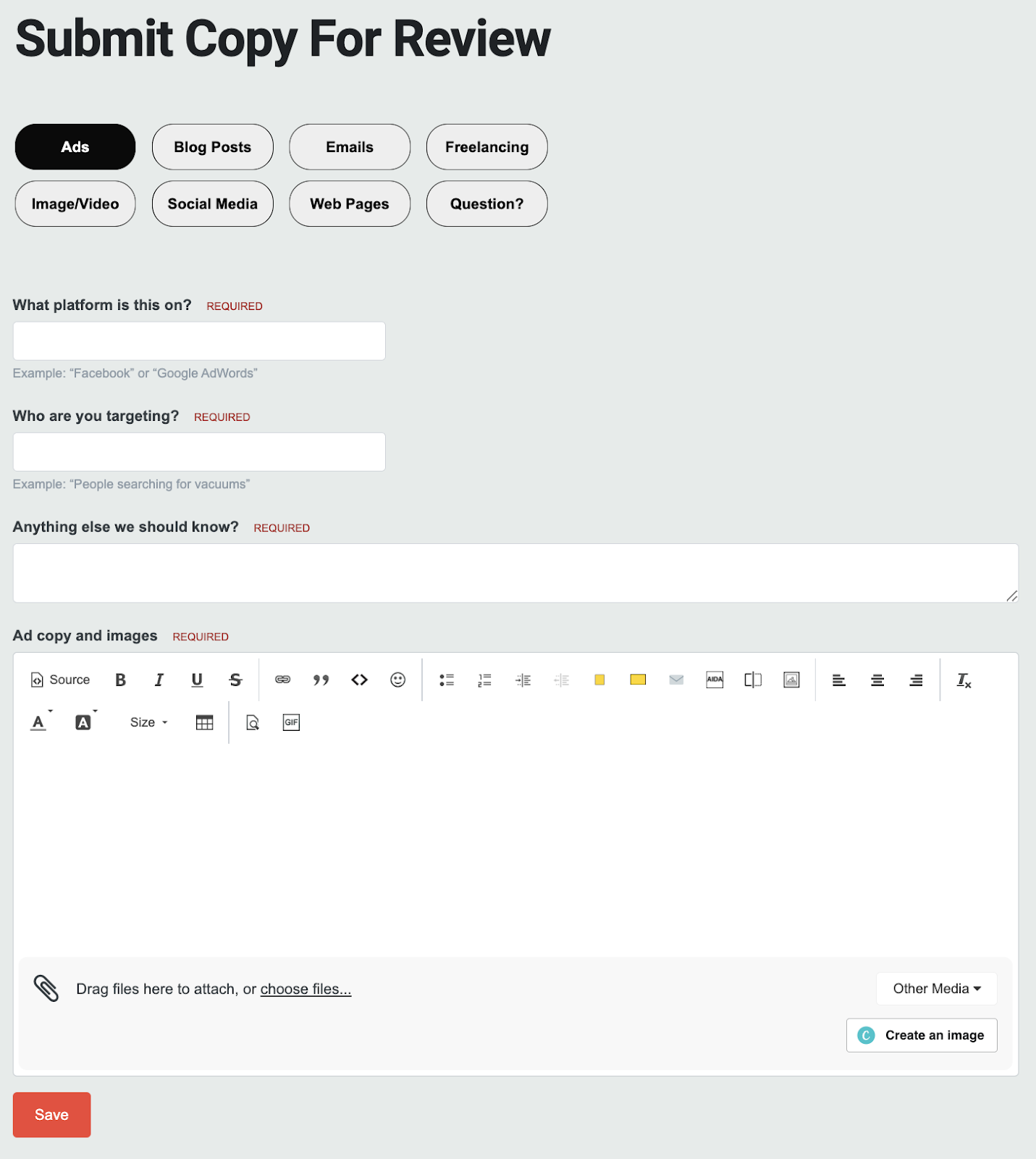 Copywriting Swipe File.pdf Intake form for copywriting & marketing for review | Swipefile