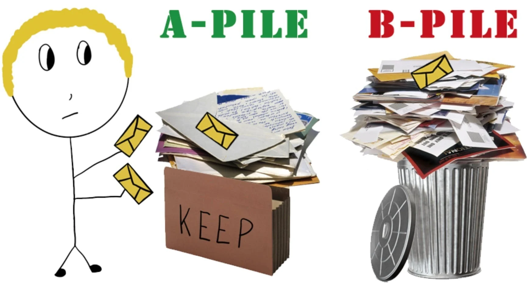 a pile letter b pile