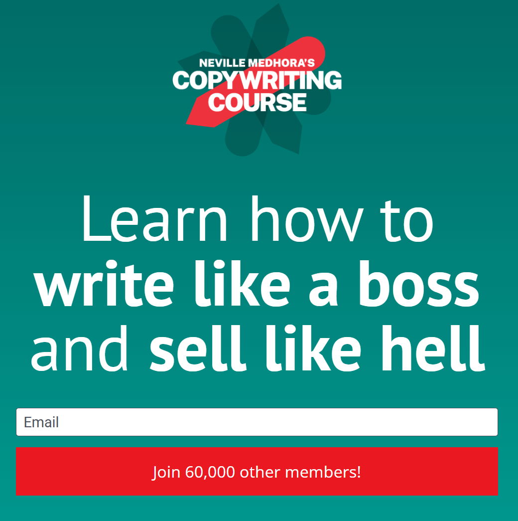 Copywriting course email signup swipefile