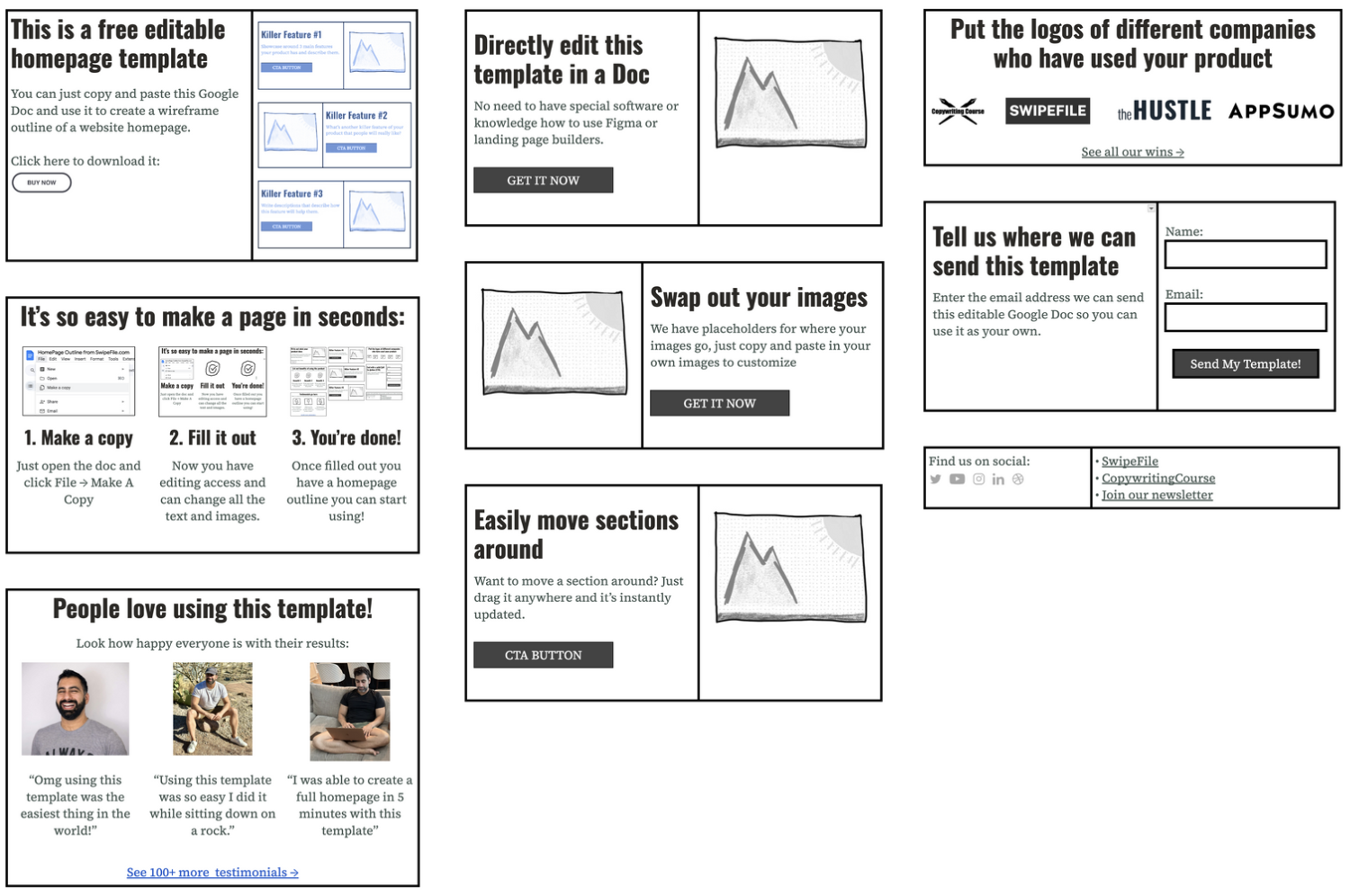 free homepage template outline filled out example
