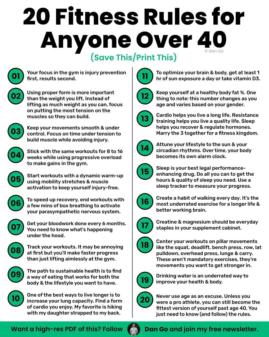 20 Fitness Rules for Anyone Over 40 | Swipefile