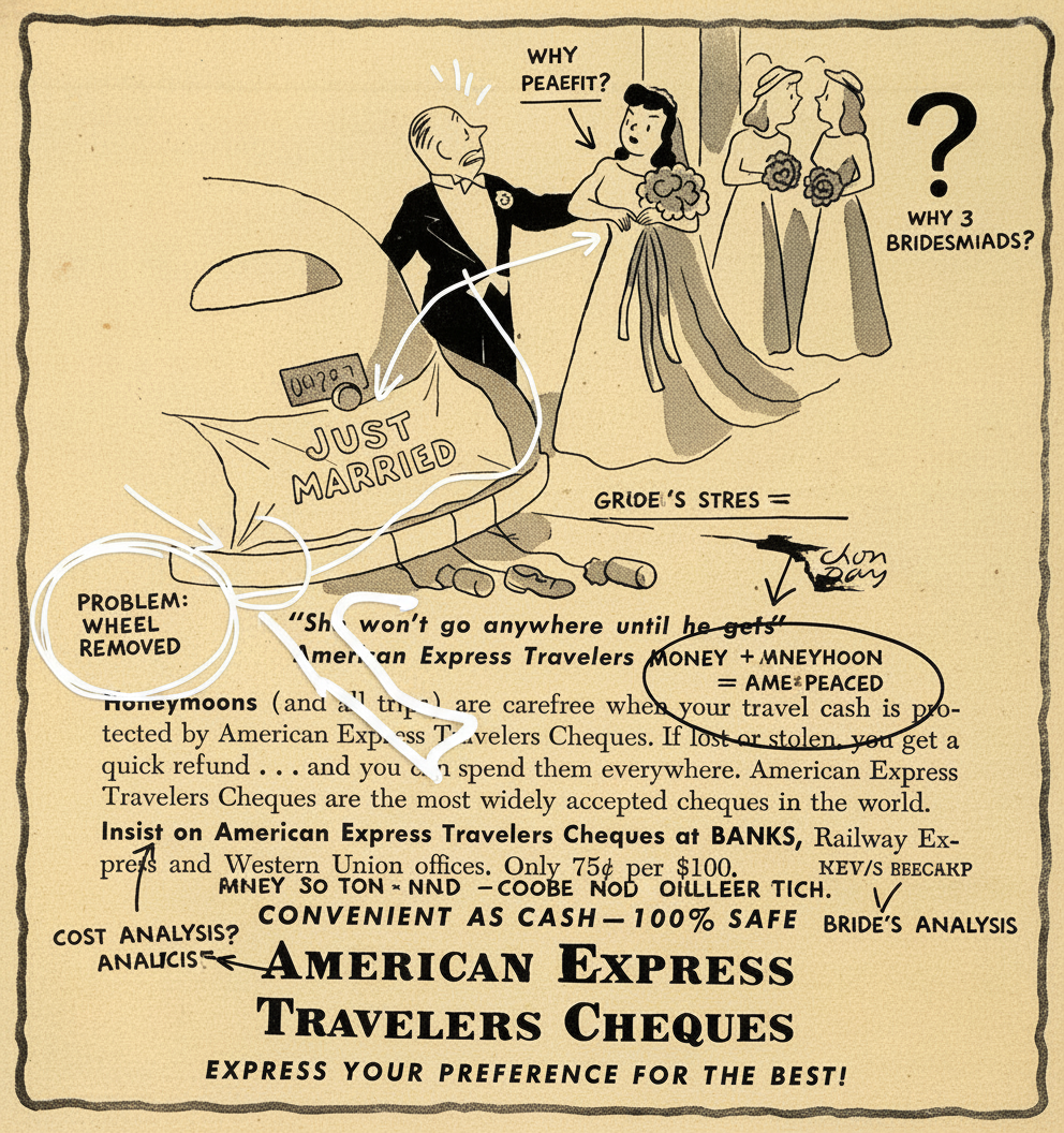 Annotated sketchbook style