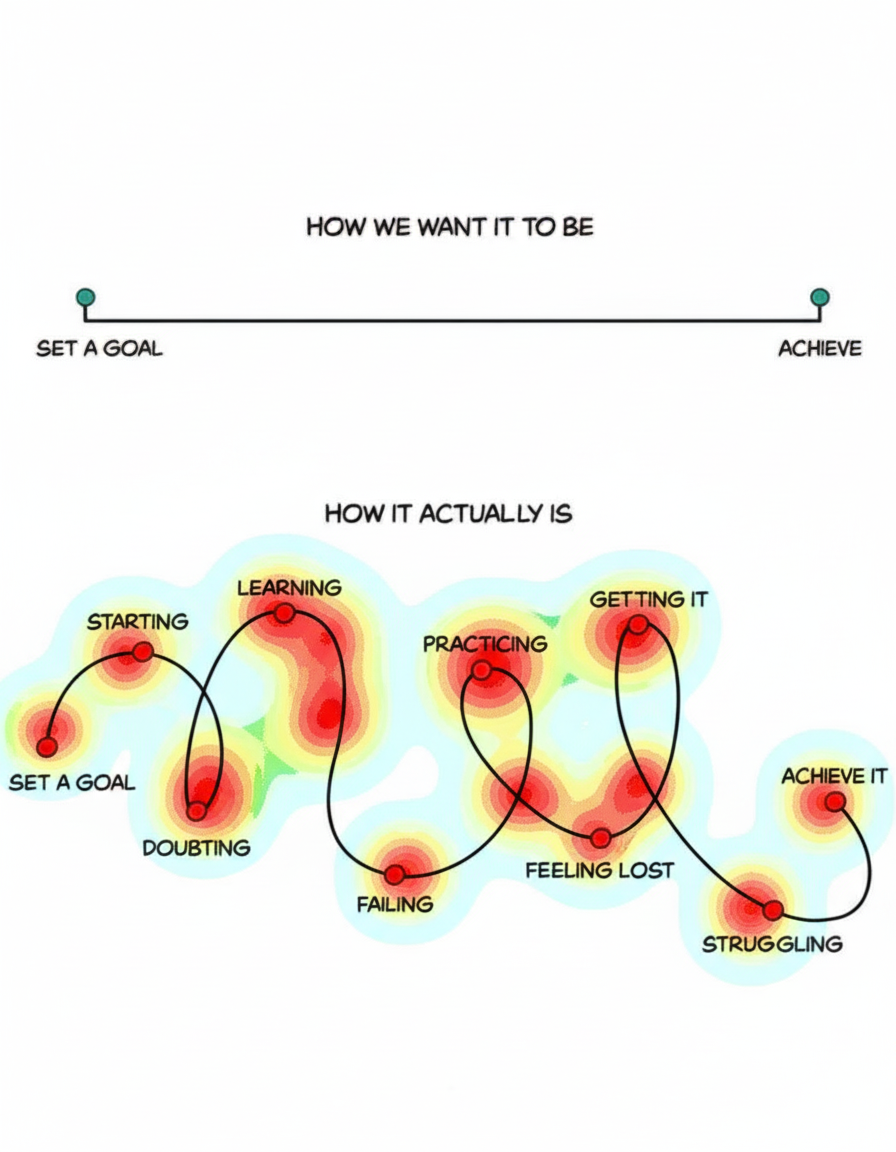 Annotated sketchbook style