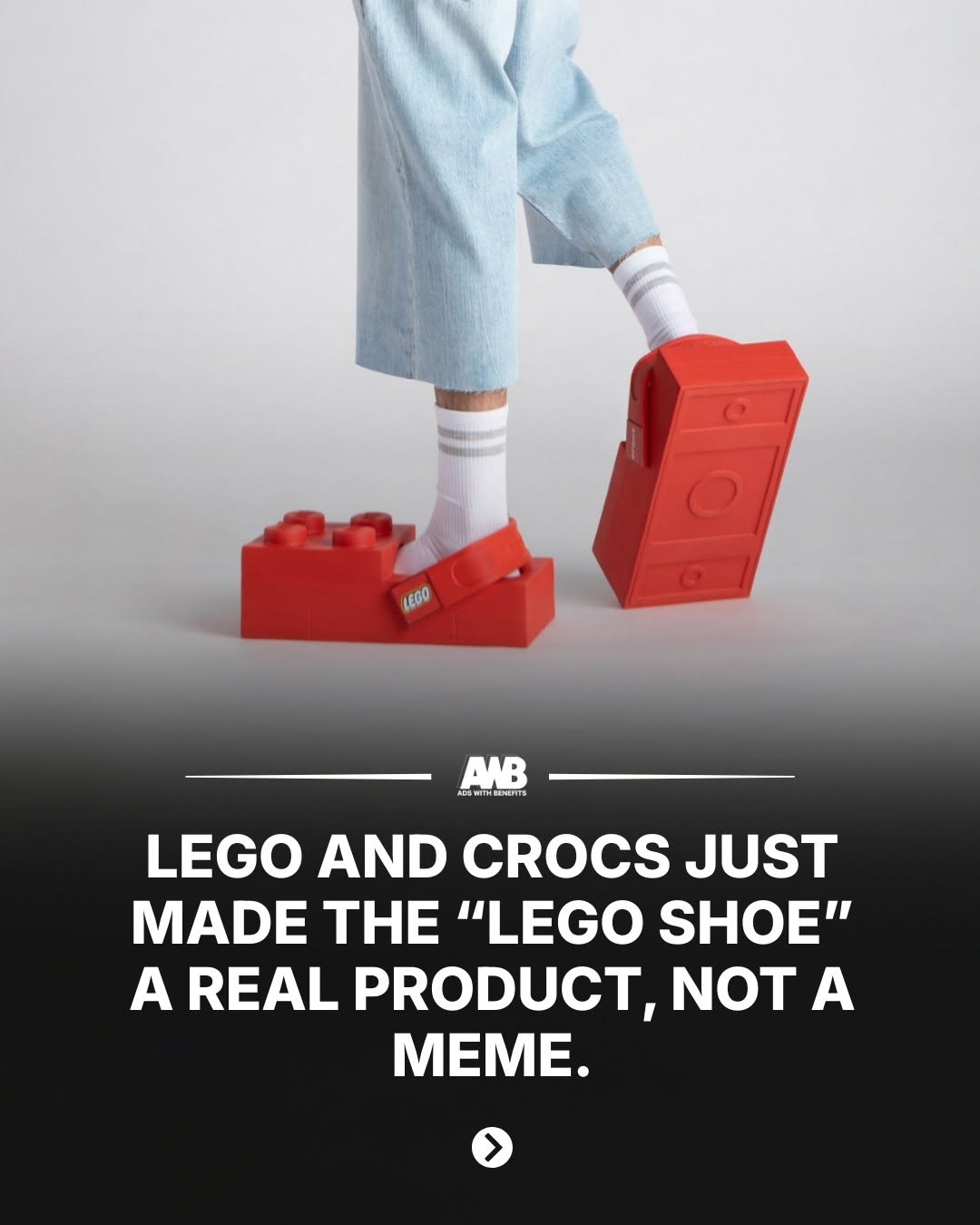 LEGO and Crocs just dropped a product that looks like a fake render, but it’s real.

The brick-shaped clog is pure internet bait, made to get shared, argued over, and posted in public like a flex. It is a collab that turns nostalgia into a loud collectible and does the marketing job for them before you even reach the checkout.