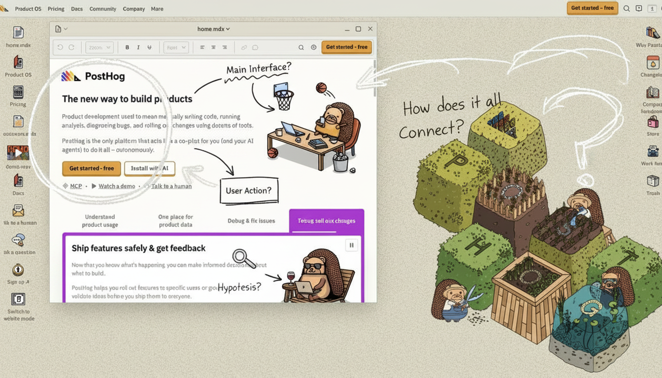 Annotated sketchbook style