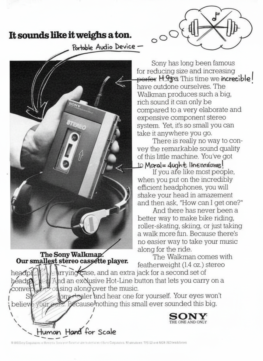 Annotated sketchbook style