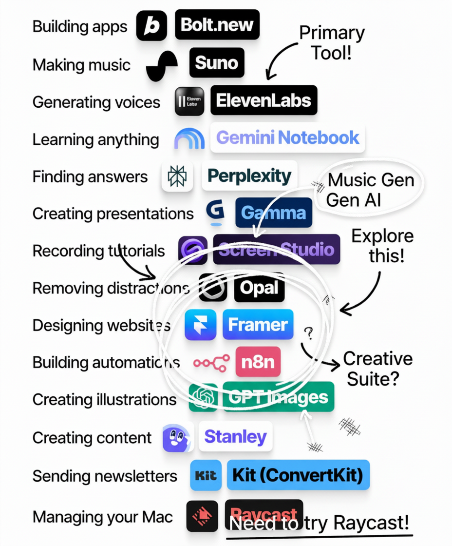 Annotated sketchbook style